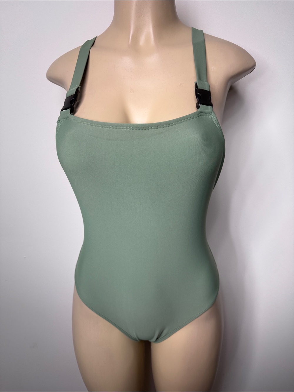 Xhilaration Sage Green Square-Neck One-Piece Swimsuit
